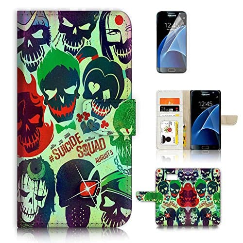 ( For Samsung S7 ) Flip Case Wallet Cover with Screen Protector - US B30029 - Joker Harley Quinn Evil B30029