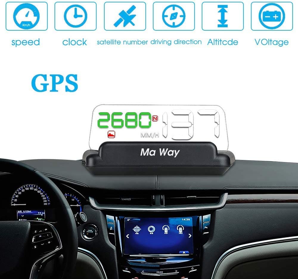 Head Up Display, 4.3"LCD Digital HUD Display GPS Speedometer High Visualization Digital GPS Light Sensor Performance Competitive Direction Driving Mileage Altitude Time Travel Speed Alarm