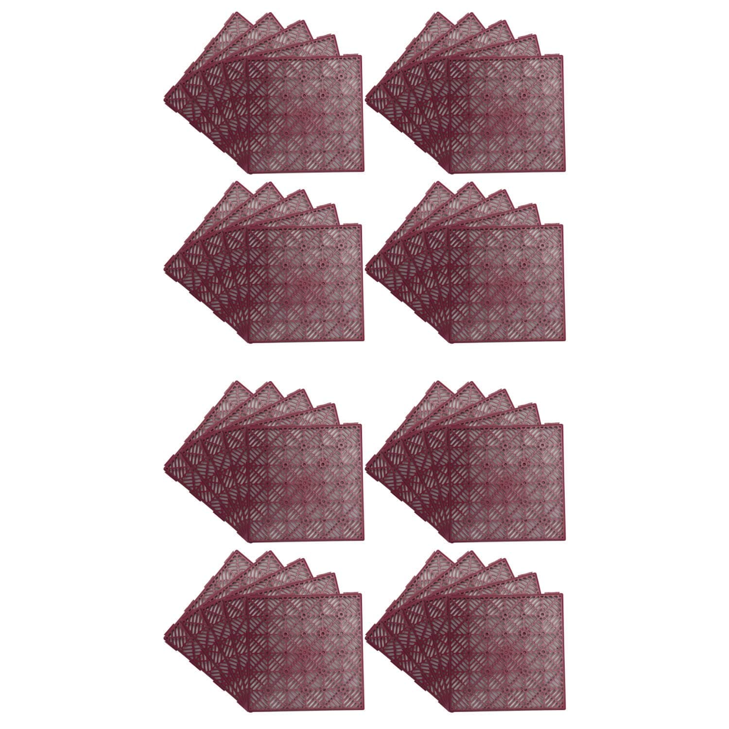 KCT 8 Pack - Coloured Garden Non Slip Interlocking Path Tiles - 40 Pieces Total Weatherproof Decking Boards