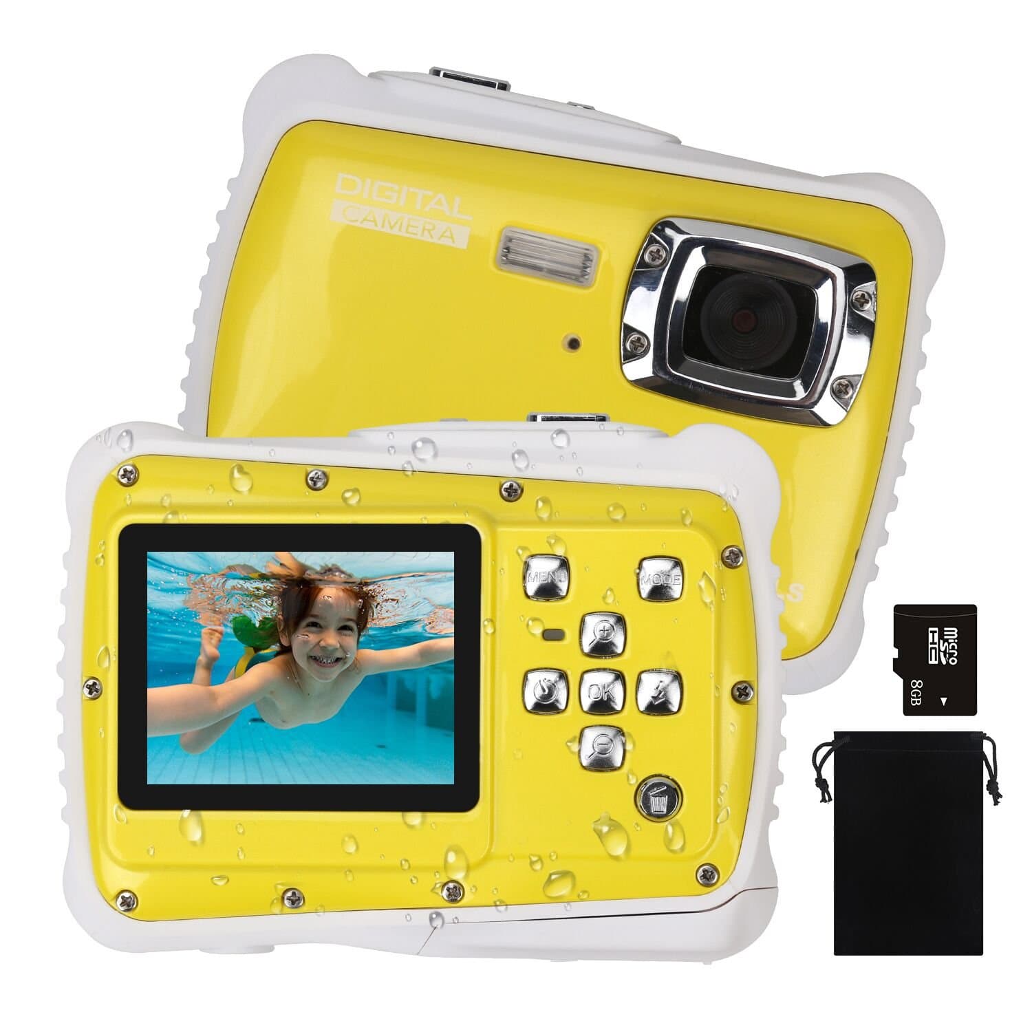 DECOMEN Kids Digital Camera, Underwater Camera Waterproof Camera with 8G SD Card 12MP HD Pixels for Children Boys Girls Gift Toys