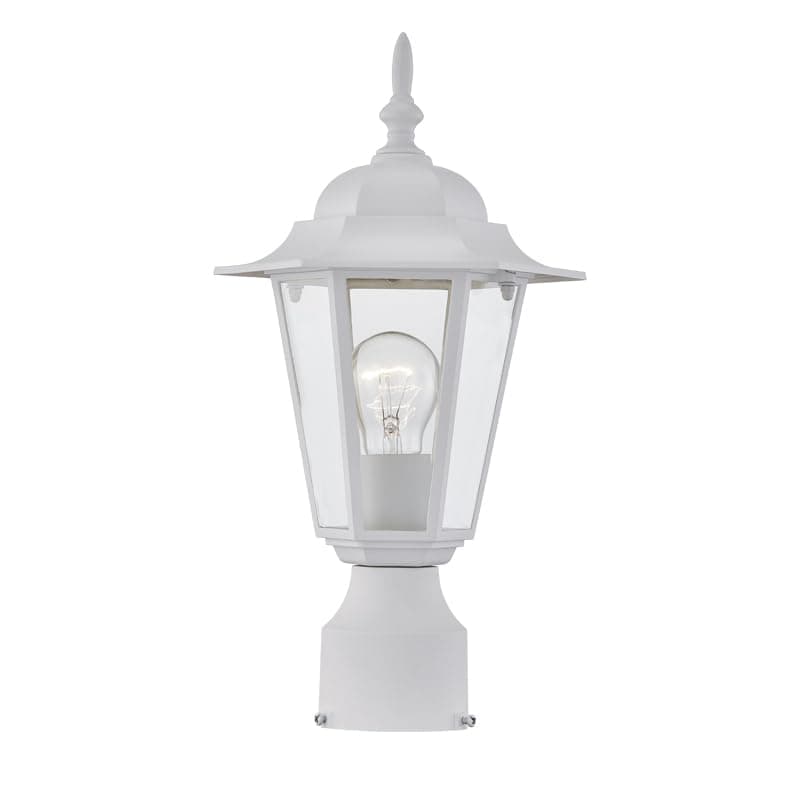 White Outdoor Post Light, Pole Lantern, E26 Base 60W Max, Aluminum Housing Plus Glass, Wet Location Rated, ETL Qualified, Bulbs not Included, White