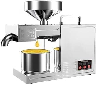 Oil Press Machine 1000W Automatic Small Oil Press, Home Hot & Cold Oil Extraction Machine, For Flaxseed Peanut Sesame Sunflower, 304 Stainless Steel Organic Oil Expeller For Kitchen