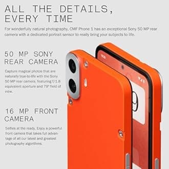 CMF Phone 1 8+256GB - Unlocked Smartphone with 50 MP Rear Camera with Ultra XDR, 6,67" Super AMOLED Display and Nothing OS 2.6 - Black