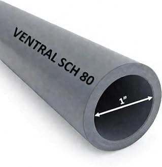 VENTRAL Schedule 80 PVC Pipe 1 Inch (1.315 OD), Grey, Cut Lengths for Industrial, Plumbing, Chemical, High-pressure (12 Inches Long)