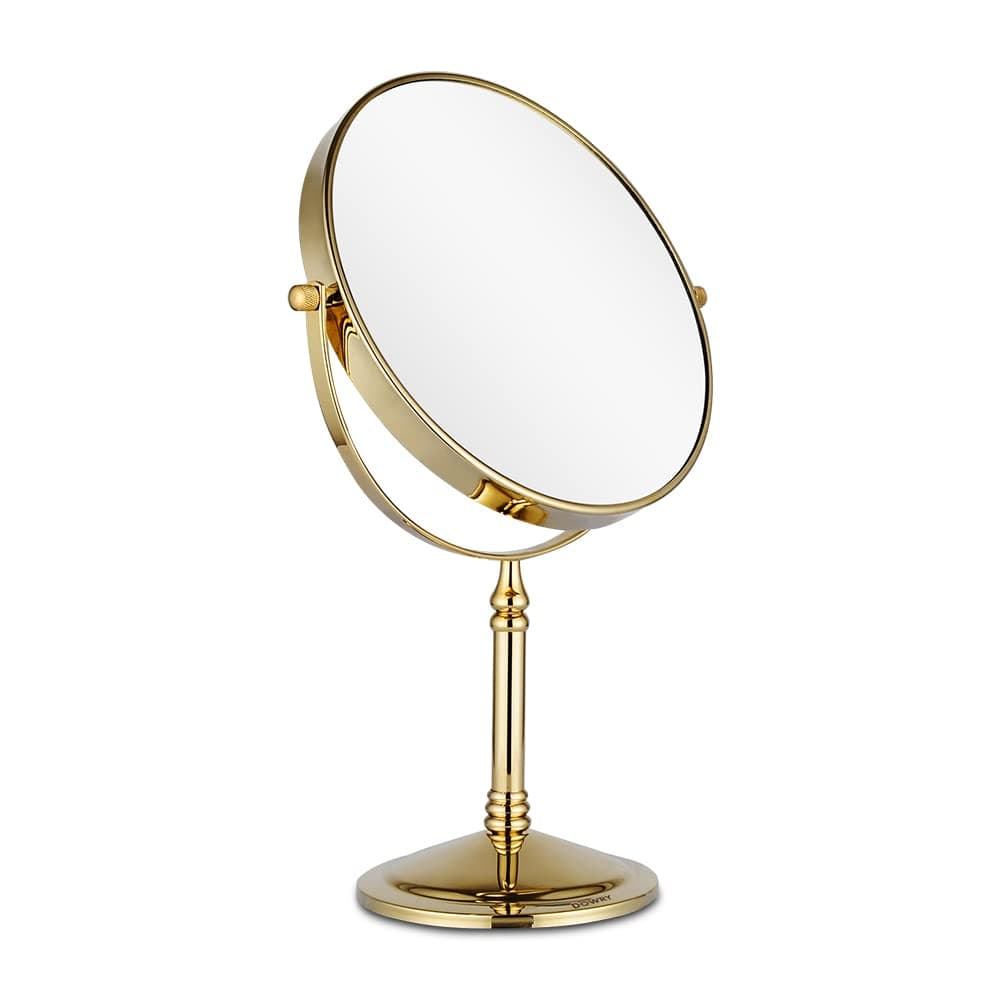 DOWRY Makeup Mirror 10x Magnification Vanity Mirror Tabletop Two-Sided Swivel Gifts for Women Wife Mom Teengirls Gold Finish(10X)