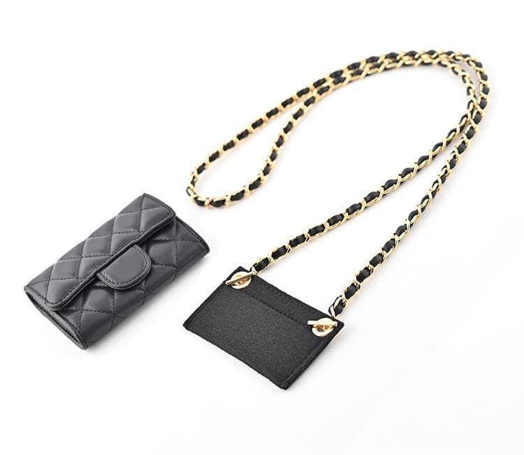 LinerLink Conversion Kit (Insert+Chain) for Chanel Card Holder Wallet On Chain (Silver, 120cm)
