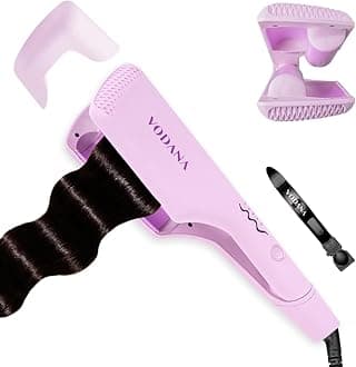 VODANA Professional Triple Flow Ceramic Hair Waver, Easy Beach Wave, Embedded, Light Double Barrel Wave Iron for Wide Deep Waves (1.25 inch, Lavender)