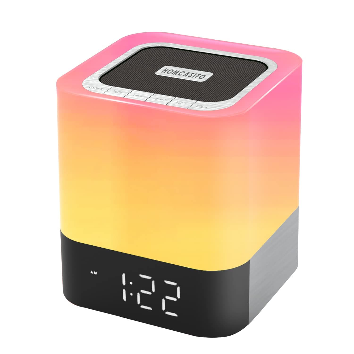 Homcasito Night Light Bluetooth Speaker Touch Control Bedside Lamps Dimmable Colorful Table Lamp for Teenager, Bedroom, Gaming Room, Living Room, Camping