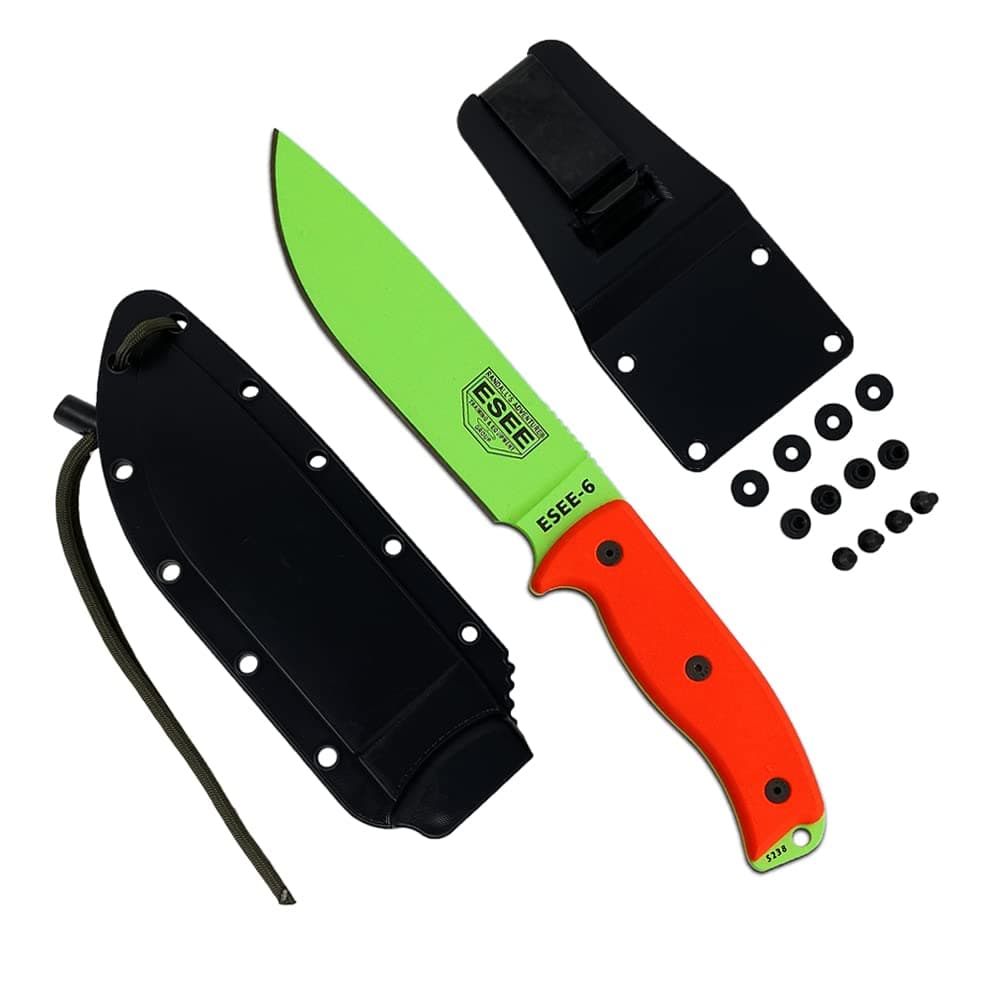Knives 6P Fixed Blade Knife w/Molded Polymer Sheath (Venom Green Blade/Black Sheath)