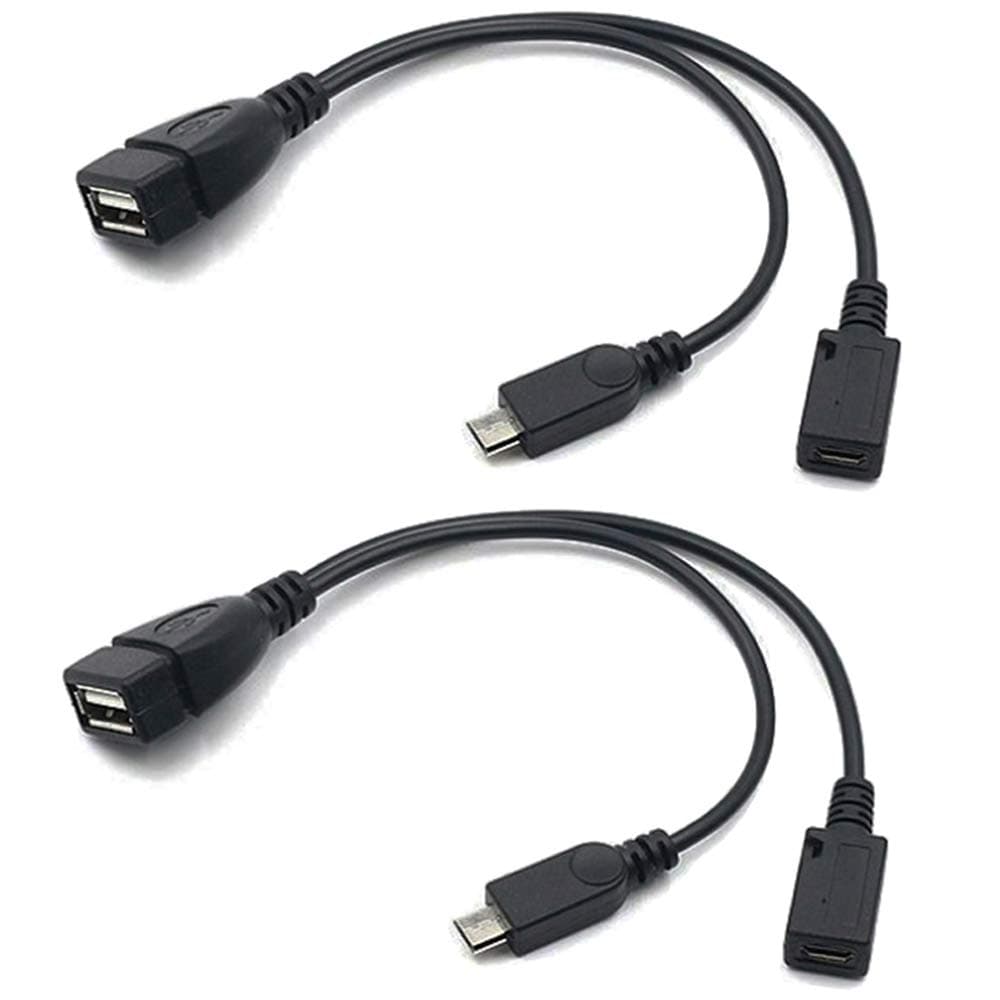 AuviPal 2-in-1 Fire Bridge Cable (OTG Cable + Power Cable) for Fire TV Stick (2nd Generation), Fire TV Cube, Fire Tablet, Raspberry PI, NES Classic, N64, Android Devices and More - 2 Pack