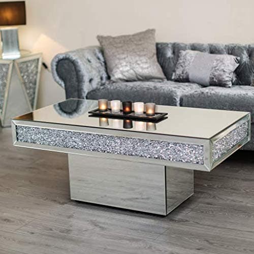 Diamond Crush Mirror & Crystal Coffee Table