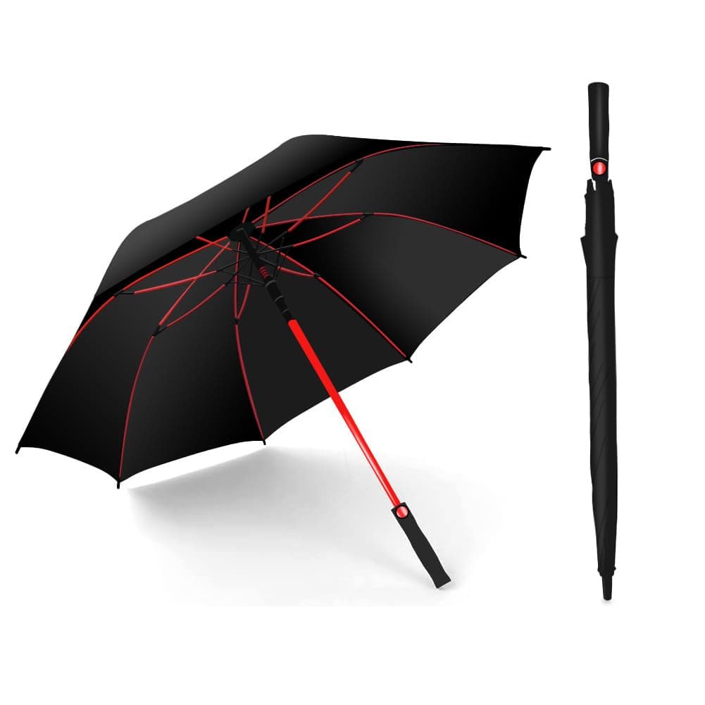 BLSKY 56 In Large Golf Umbrella, Windproof Automatic Stick Umbrella UV Protection Black Umbrella for Family Women and Men