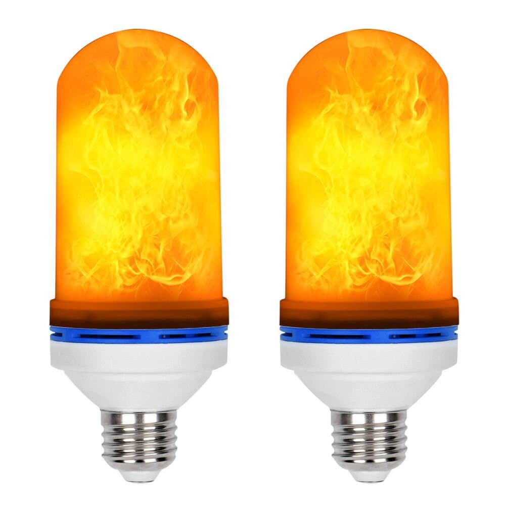LED Flame Effect Light Bulbs, Loveishere 2 Pack E26 Fire Light Bulbs, Flickering Flame Atmosphere Decorative Lamps for Hotel/Bars/Home Decoration/Restaurants (3 Modes)