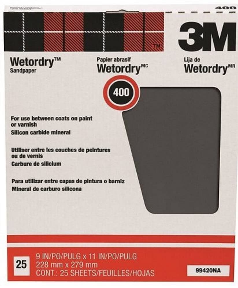 3M Pro-Pak Wetordry Between Finish Coats Sanding Sheets, 400A-Grit, 9-Inch by 11-Inch - 99420NA