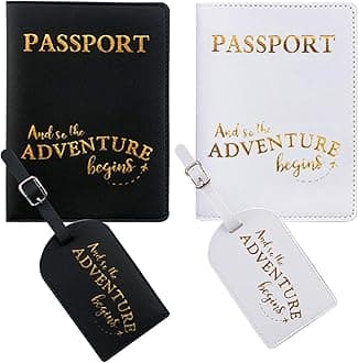 Passport Wallets Travel Holder Set,his and her passport holder and luggage tags,Honeymoon gift, Slim Passport Case Covers and Organizer Slots Couple Travel Luggage Tags