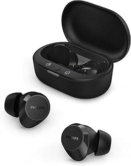 TAT1219 Wireless Earbuds,True Wireless Headphones,Powerful Bass with 10 mm Driver,Clear Call Quality with AI Mic,18 H Battery Life,Bluetooth 5.3,IPX4 Rating,Ergonomic Design for Comfort,Black