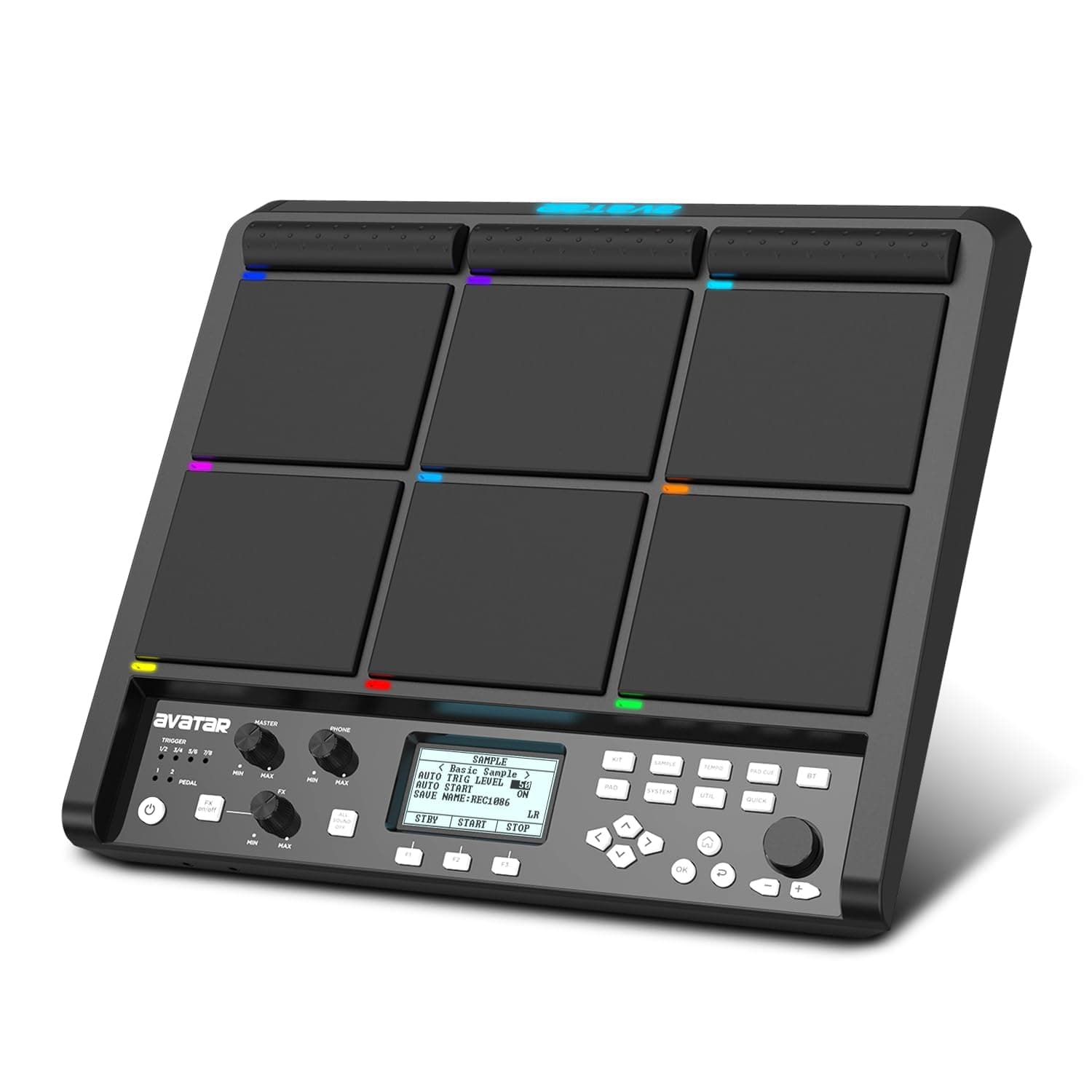 PD708 Sample Pad Electric Drum Pad Tabletop Drum Set for Drummer Live Performance, 1000 Built-in Sounds, 32GB Storage, Onboard FX, Customizable LEDs
