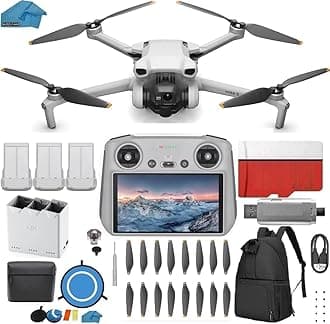 Mini 3 Drone (DJI RC) - & Fly More Kit Lightweight and Foldable 34-min Flight Time Camera Drone Bundle with Built in Monitor, with 128 GB SD, 3.0 USB Card Reader, Landing Pad, Backpack and More