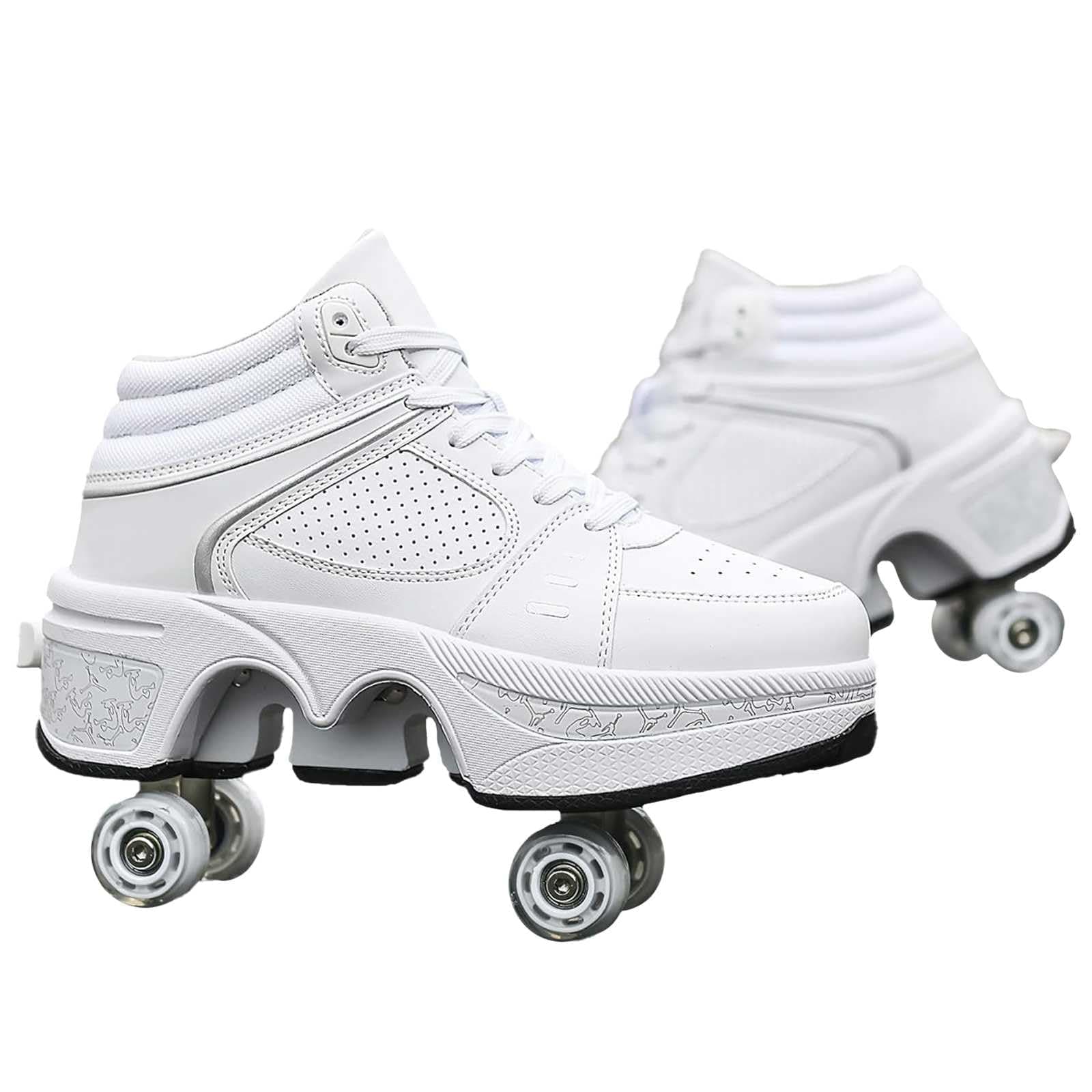 Roller Skate Shoes for Men, Double-Row Deform Wheel Automatic Walking Shoes, Retractable Roller Skate, Shoes with Wheels, Skating Shoes for Outdoor Fun & Fitness