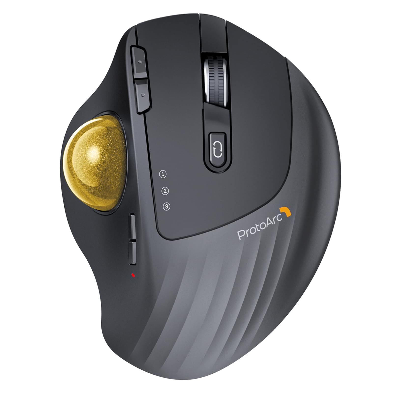 ProtoArc Wireless Trackball Mouse, EM01 NL Ergonomic Bluetooth Rollerball Thumb Rechargeable Computer Laptop Mouse, Adjustable Angle & 3 Device Connection for PC, Mac, Windows-Gold Ball