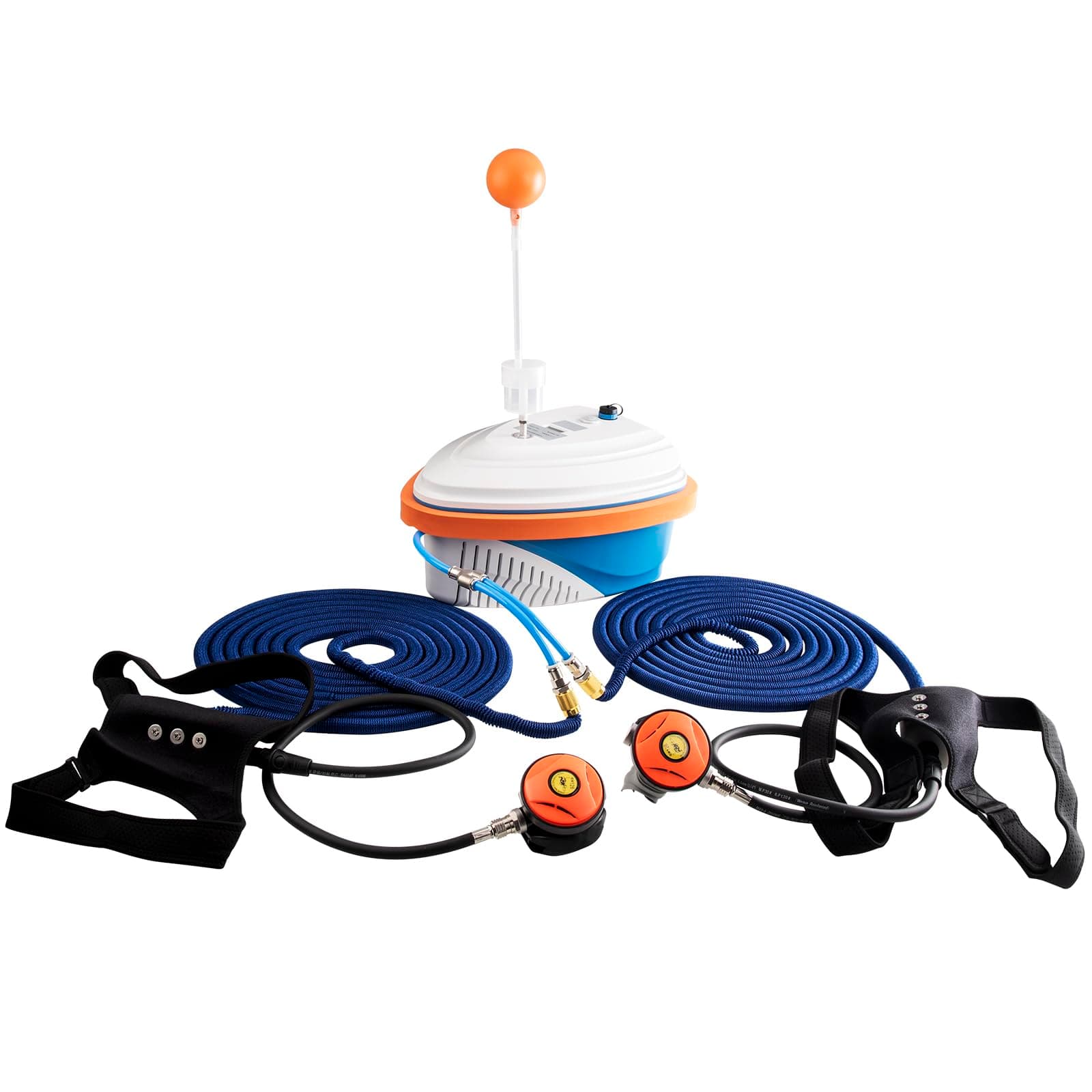 GOYOJO Diving Hookah System Underwater Diving Ventilator Waterproof Portable Scuba Gear 7-10H/50-60 Feet Powerful Motor Air Compressor Tankless for Spearfishing Underwater Exploration