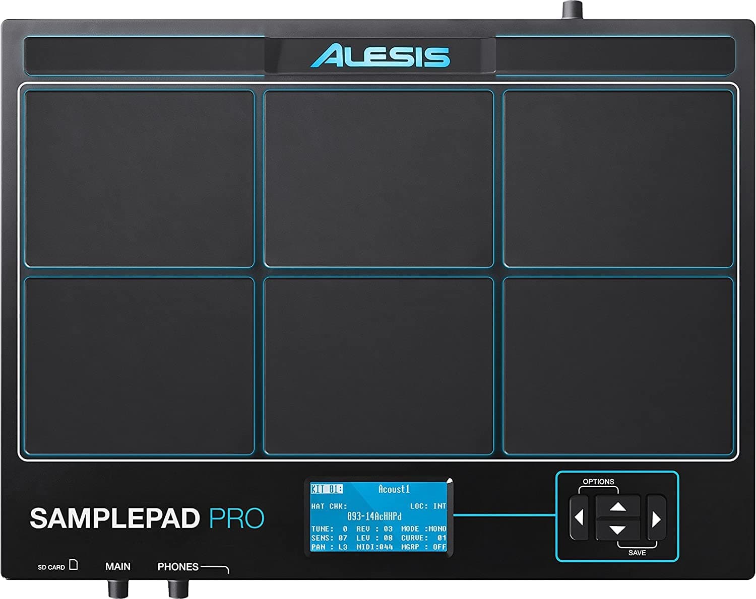 Alesis Sample Pad Pro | Percussion and Sample-Triggering Instrument With Responsive Dual Zone Rubber Pads, Active Blue LED Illumination, Expansion options for 2 more Triggers and 200+ Built-in Sounds