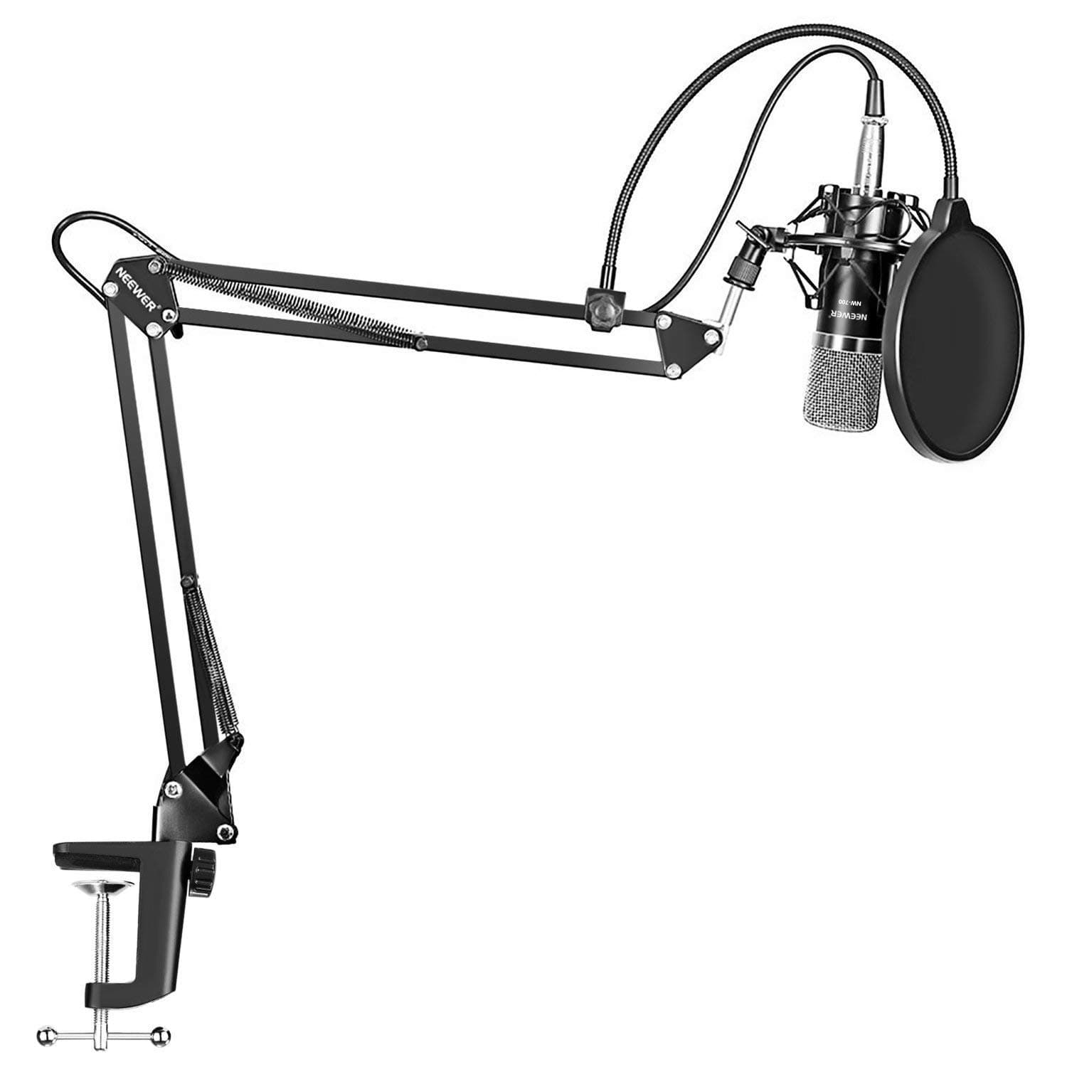 LYPULIGHT Condenser Microphone Kit, BM-800 Mic Set Studio Broadcasting Recording Microphone with Adjustable Suspension Scissor Arm, Double-layer Pop Filter, Anti-shock Mounting Clamp Kit