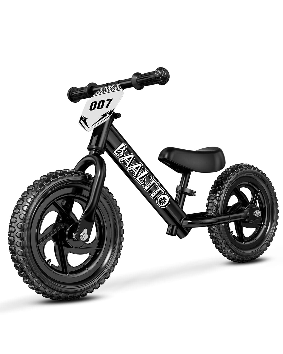 Toddler Balance Bike 2 Year Old,Age 2 to 5 Years, 12-Inch Kids Bike with Customizable Plate (Includes 3 Sets of Stickers), Steady Balance,Suitable for 2-3 Boys Girls(Black)