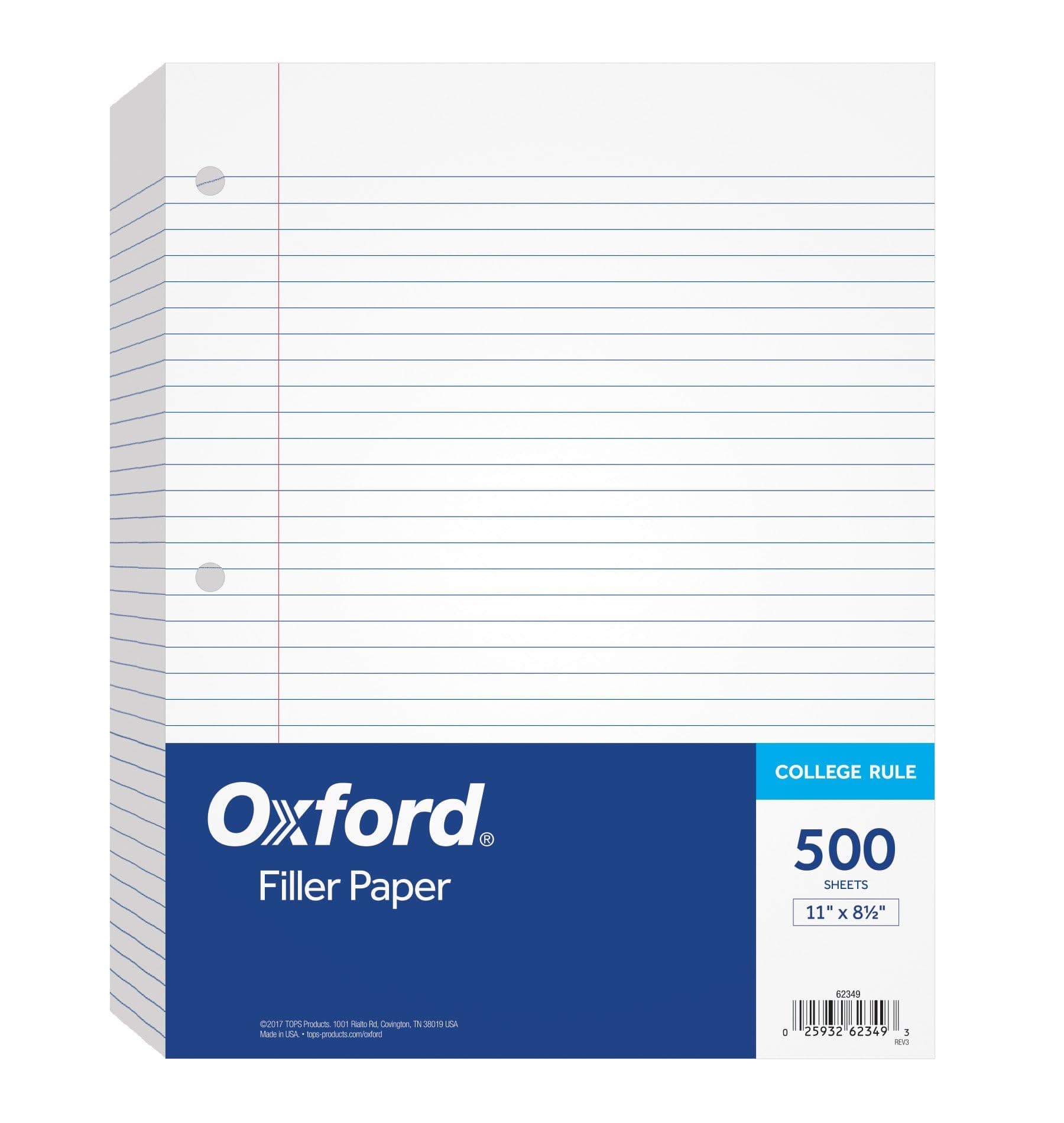 Oxford Filler Paper, College Ruled Sheets