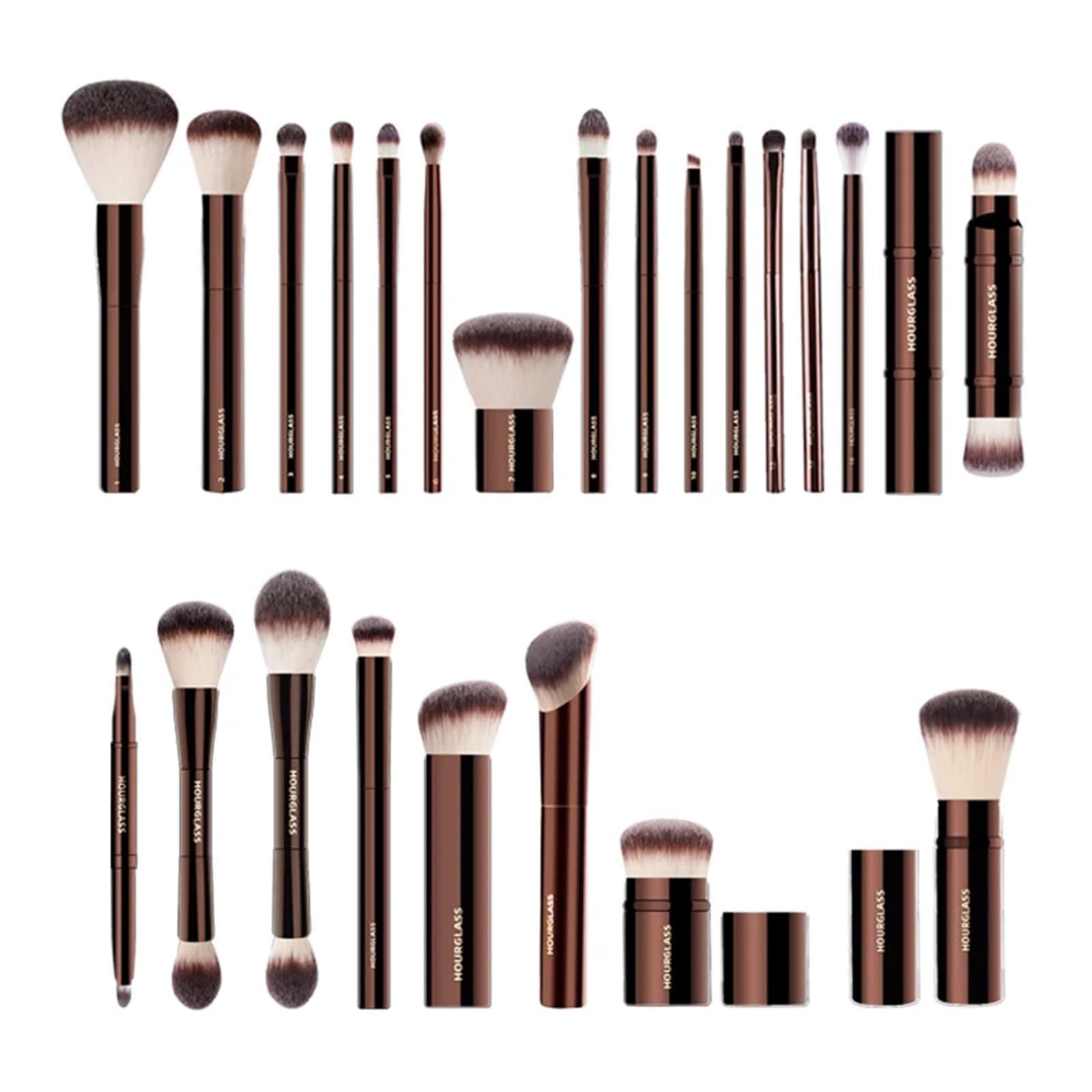 Hourglass Makeup Brush Set & Kit Include Powder, Foundation, Concealer, Lip, Blush, Bronzer, Eyeshadow, Eyeliner, Highlight Brush