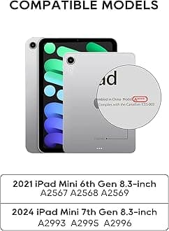 Keyboard Case for Apple iPad mini 7th Gen (A17 Pro)/ iPad mini 6th Generation: Compact Smart Rotatable Cover Multi-Touch Trackpad, RGB Backlight for Teens and Students, Space Gray