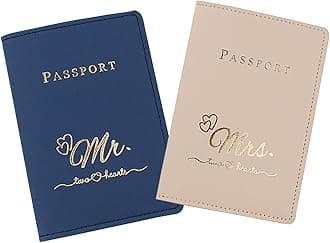 Mr and mrs passport covers and luggage tags gift set,Slim Waterproof Passport Case,couple passport holder for honeymoon
