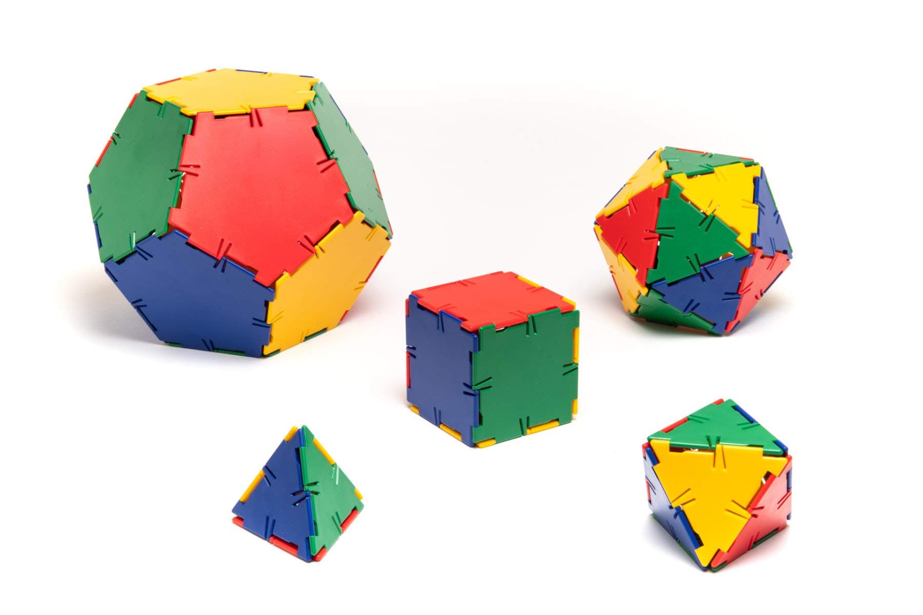 Kids Platonic Solids Educational Construction Set - Multicolored - Children Geometry 3D Shapes Building Kit - 4+ Years - 50 Piece Kit