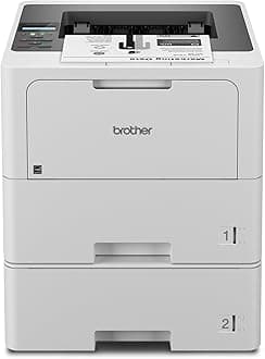 HL-L6210DWT Business Monochrome Laser Printer with Dual Paper Trays, Wireless Networking, Works with Alexa, White