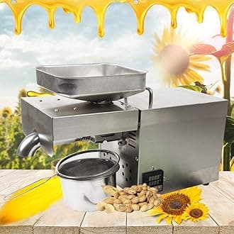 110V Oil Press Machine Heavy Duty Commercial Oil Machine Automatic Oil Expeller Extractor 610W Stainless Steel Cold/Hot Oil Extractor Electric Oil Making Machine for Home Oil Maker
