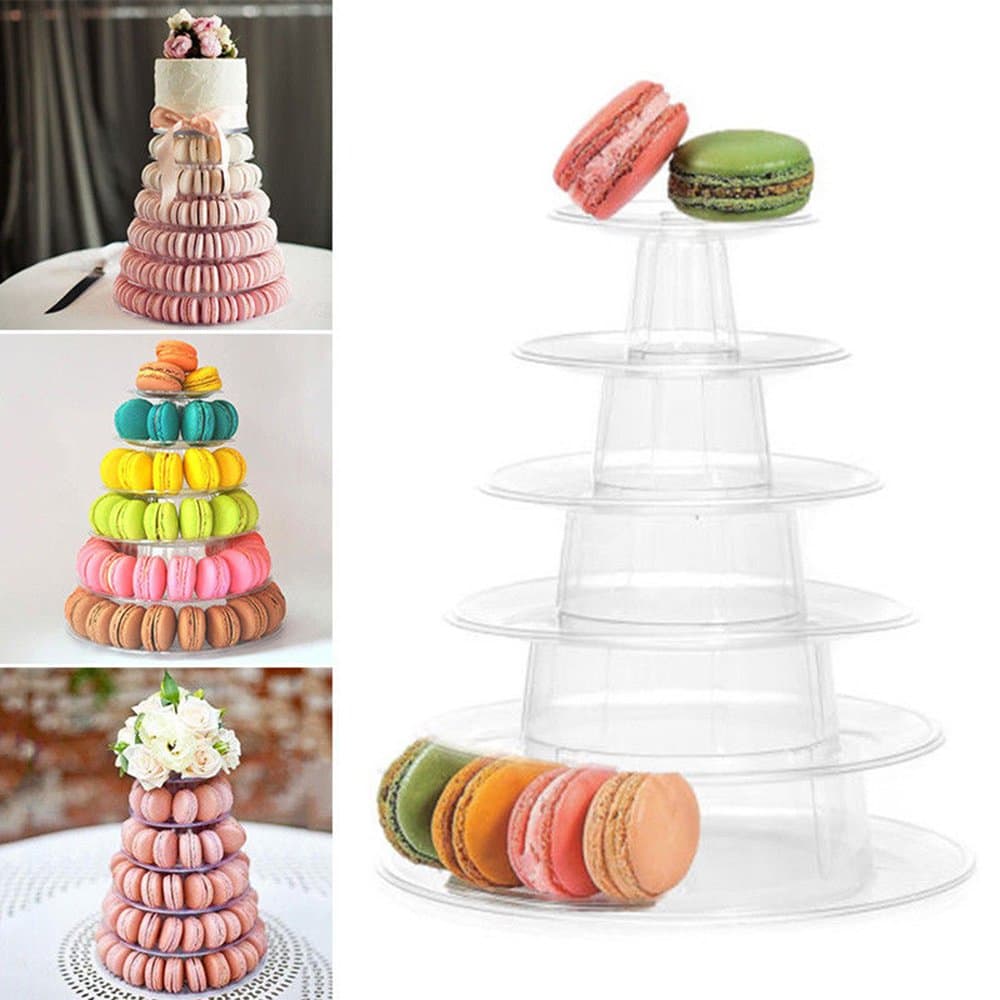 6 Tier Round Macaron Tower Cupcake Stand ,Clear Acrylic Display Holder Dessert Food Display Stand Pastry Serving Platter for Birthday Wedding Party Serving