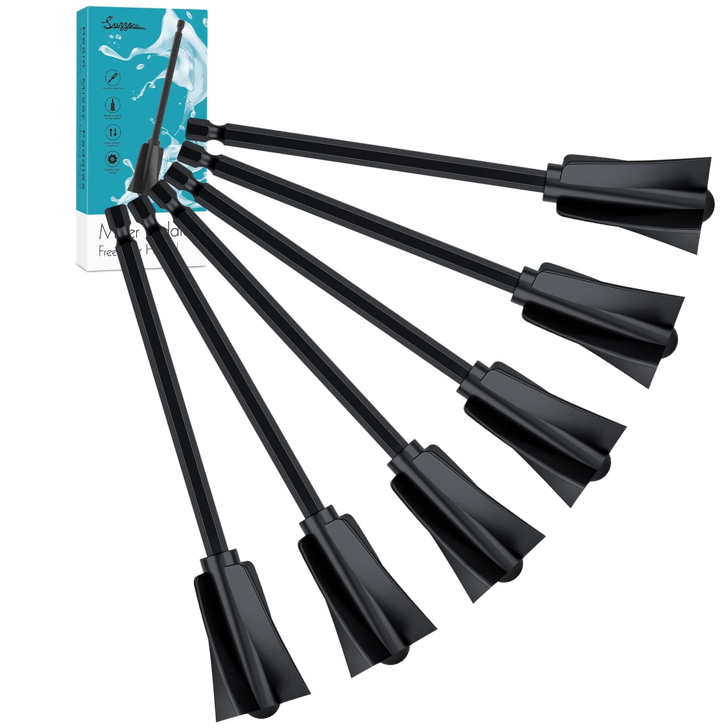 Resin Mixer Paddles, 6 pcs Plastic Epoxy Mixer for Drill Paint Stirrer for Drill, Reusable Multipurpose for Resin Mixing, Paint Mixing