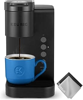 K-Express Essentials Single Serve K-Cup Pod Coffee Maker, 36 OZ DETACHABLE WATER TANK, 3 Cup Sizes 6, 8, & 10oz, Matte Black, w/Cleaning Cloth