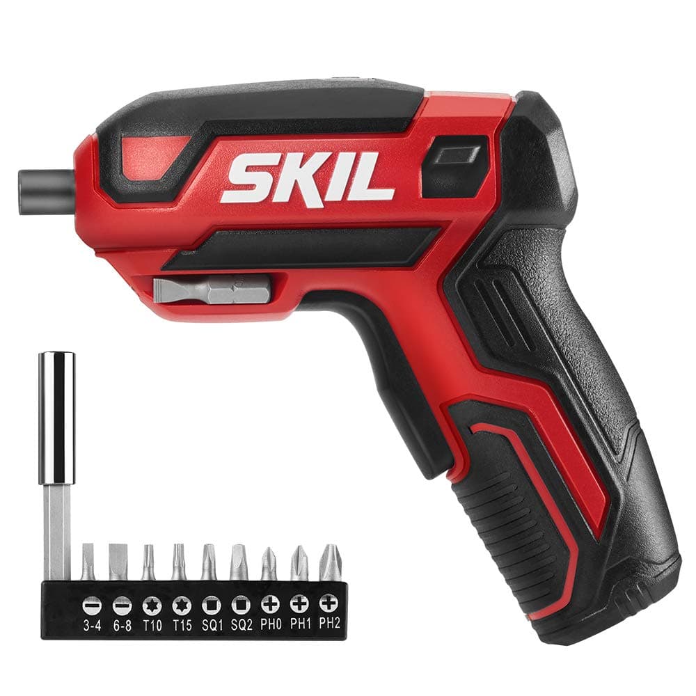Skil SD561801 Rechargeable 4V Cordless Screwdriver, Includes 9pcs, 1pc Bit Holder, USB Charging Cable-SD561801