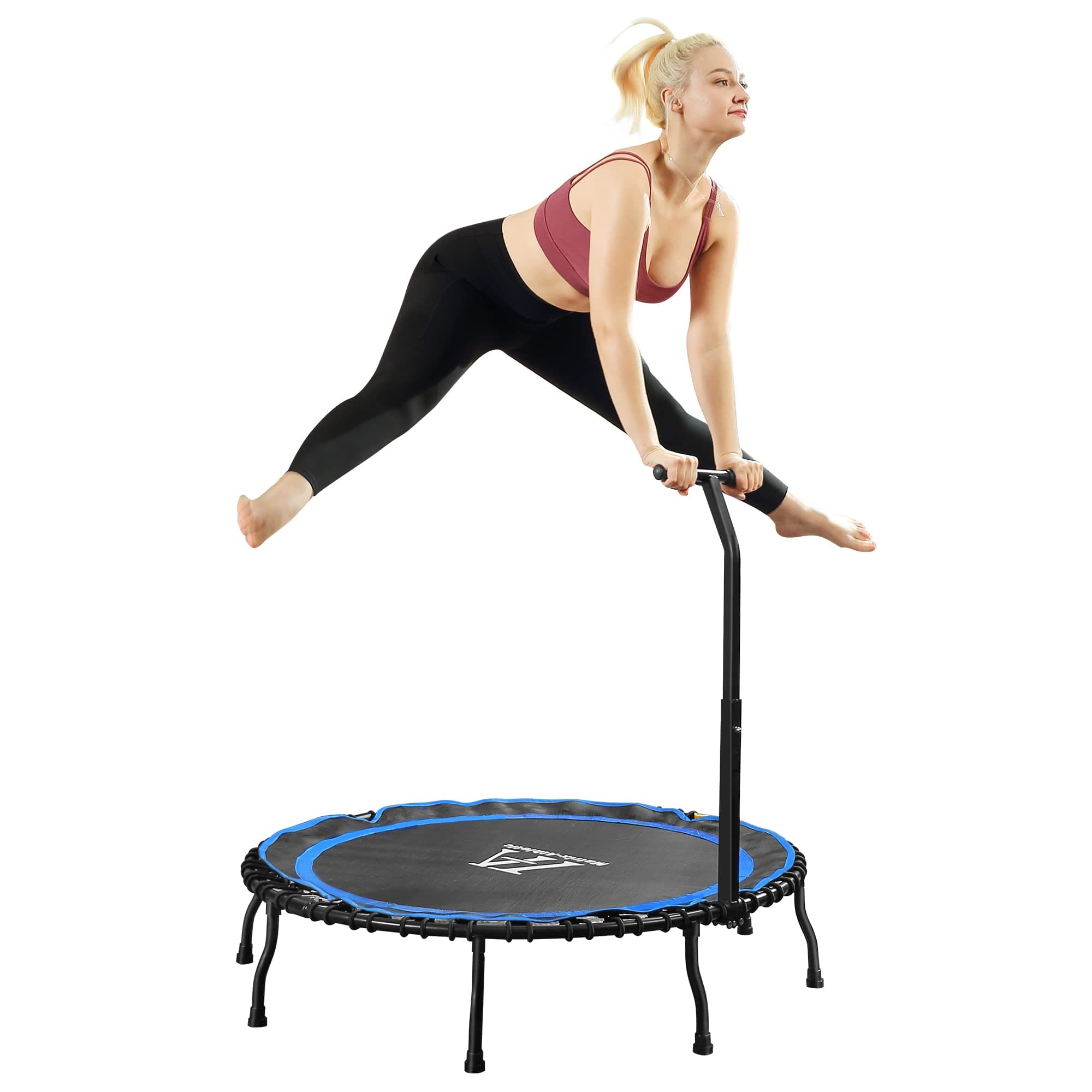 'Vimexciter 40'' Foldable Mini Fitness Trampoline with Adjustable Handle Bar, 48'' Stable Rebounder, Indoor/Garden Exercise for Adults and Kids, Max Load 330lbs'