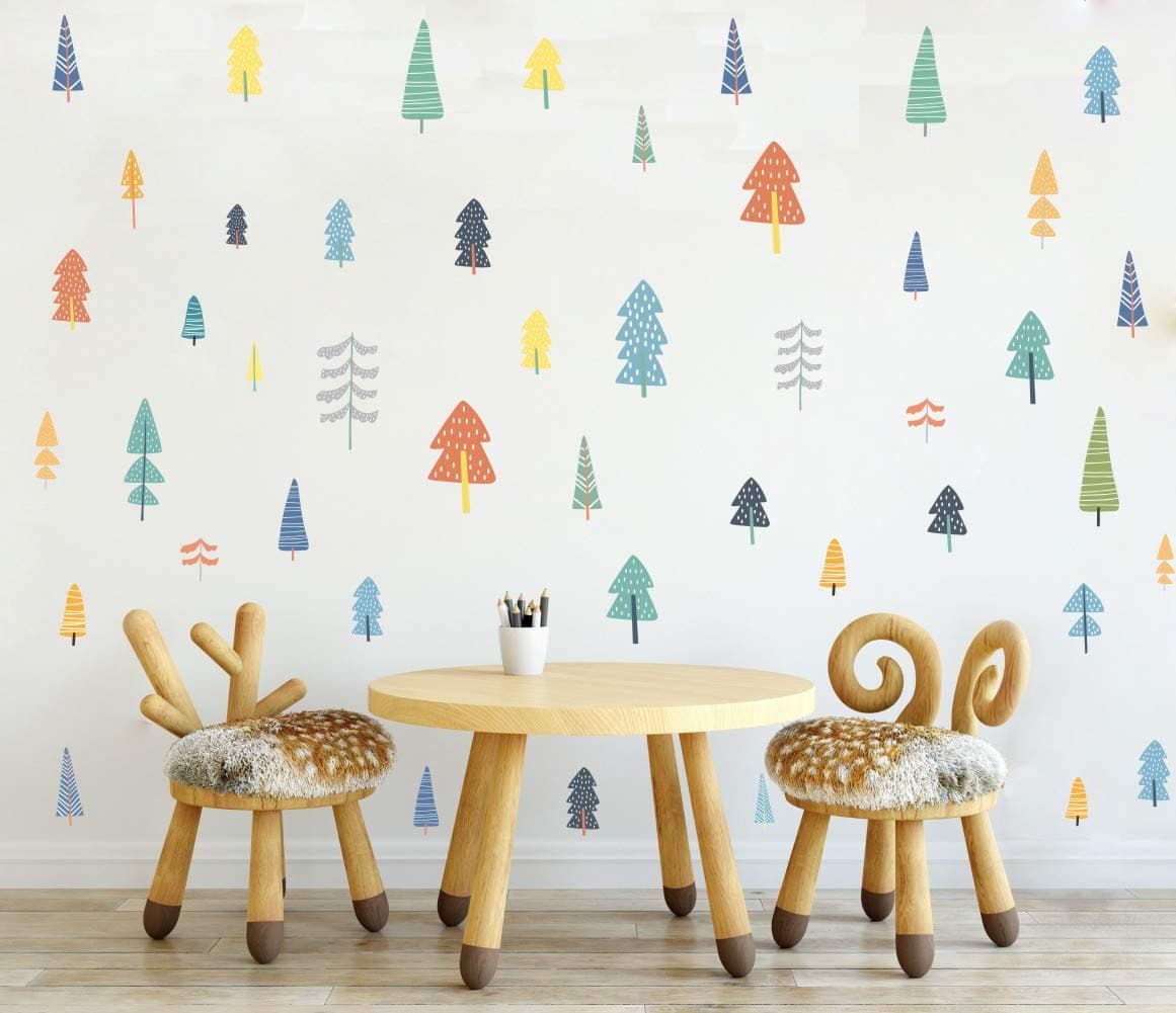 IARTTOP Colorful Woodland Trees Wall Decal