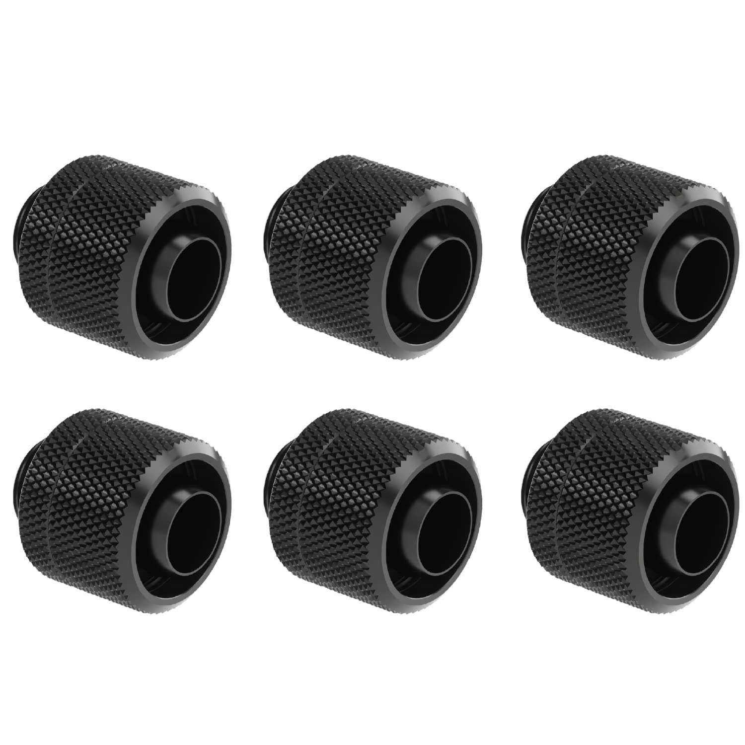 Dracaena.io 6 Pack G1/4" Thread to 3/8" ID, 5/8" OD Compression Fitting for Soft Tubing, Soft Tube Connectors for Computer Water Cooling System, Black