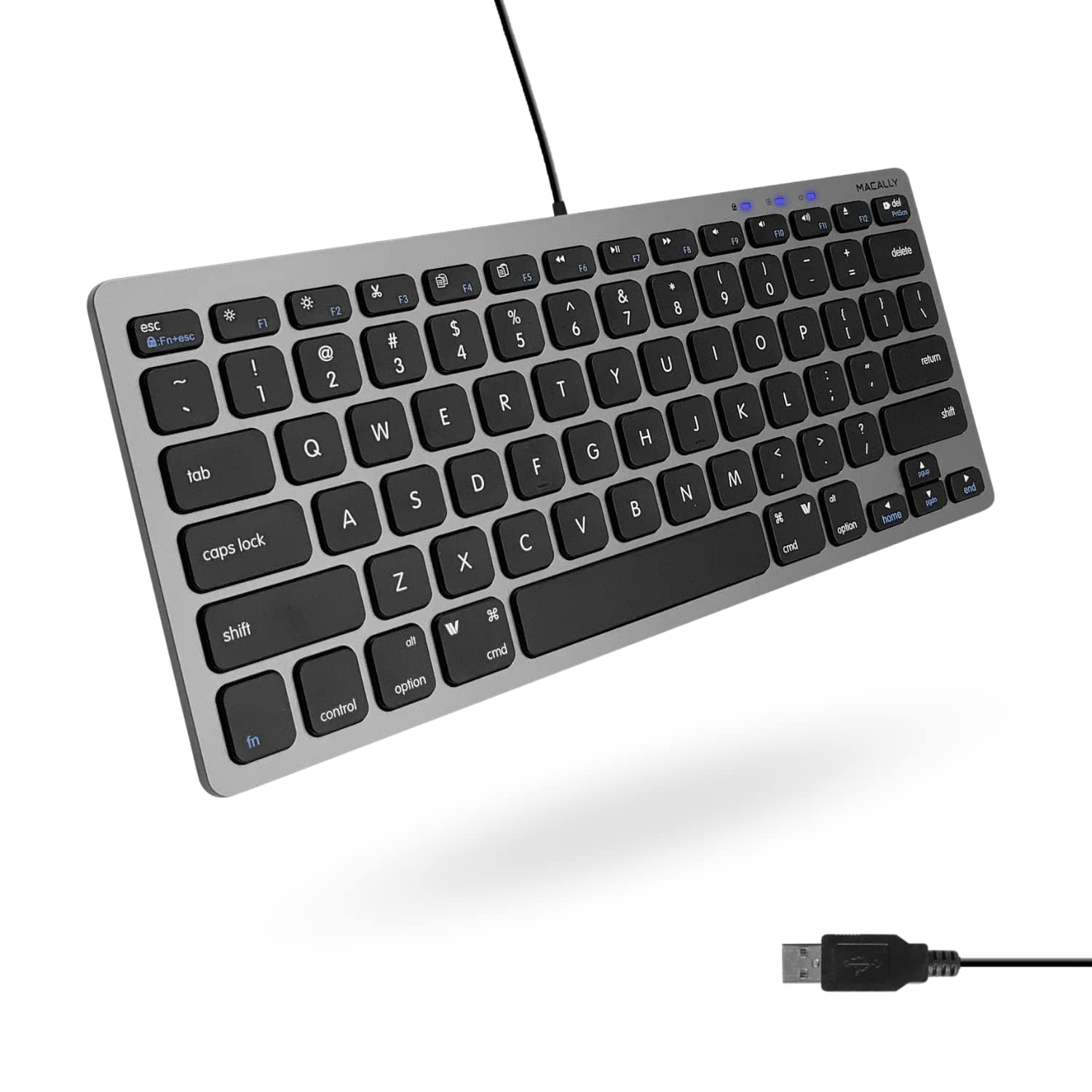 Slim USB Wired Small Compact Mini Computer Keyboard for Apple Mac, iMac, MacBook Pro/Air, Mac Mini, Windows PC Desktops, Laptop (Space Gray)