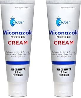 (2 Pack Miconazole Nitrate 2% Cream (4 oz) Cures Most Athletes Foot, Jock Itch, Ringworm and More.