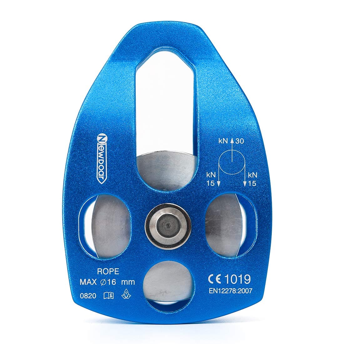 NewDoar 30KN CE Certified Large Rescue Pulley Single Sheave with Swing Plate for Outdoor Mountaineering Rock Climbing Rescue(Blue 1pcs)