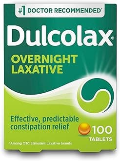 - Dulcolax Stimulant Laxative Tablets, Predictable & Effective Constipation Relief, Relieves Straining & Bloating, Bisacodyl 5 mg, 100 Count