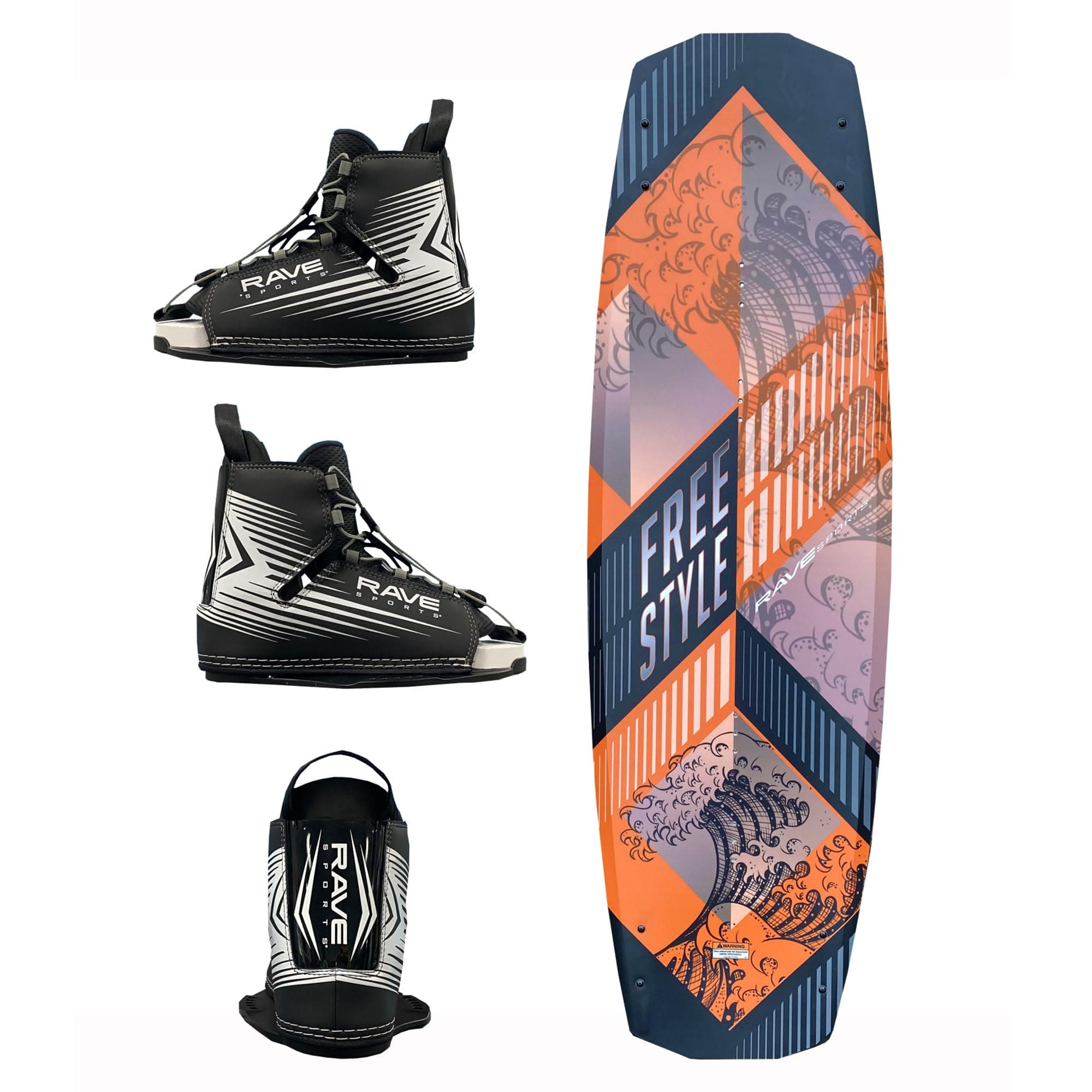 Freestyle Wakeboard and Bindings Package with Striker Boots