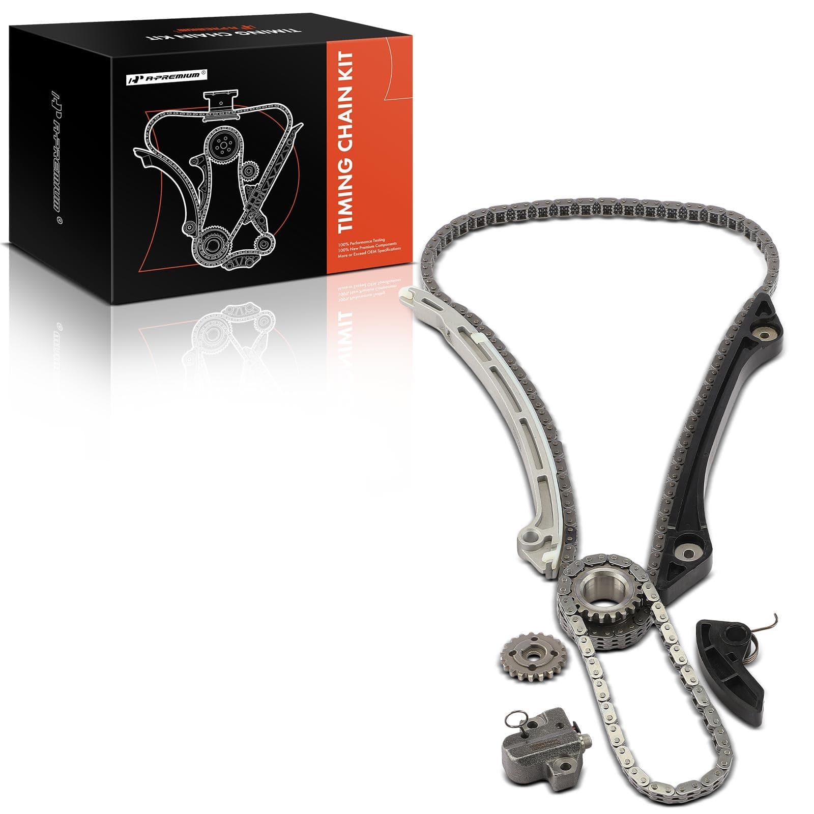 A-Premium Timing Chain & Component Kit Replacement for Ford Edge Escape Explorer Focus Fusion Mustang Special Service Police Sedan Taurus Lincoln MKC MKT MKZ, L4 2.0L 2.3L DOHC Turbocharged, Set of 8