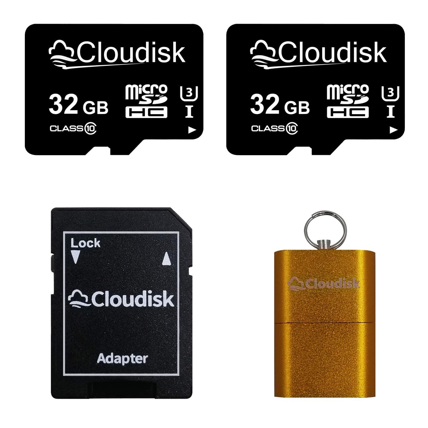 Pack of 2 Micro SD Card 32GB Flash Memory Card Micro SDHC with SD Adapter and Card Reader, C10, A2, U3, UHS-I (32 GB)