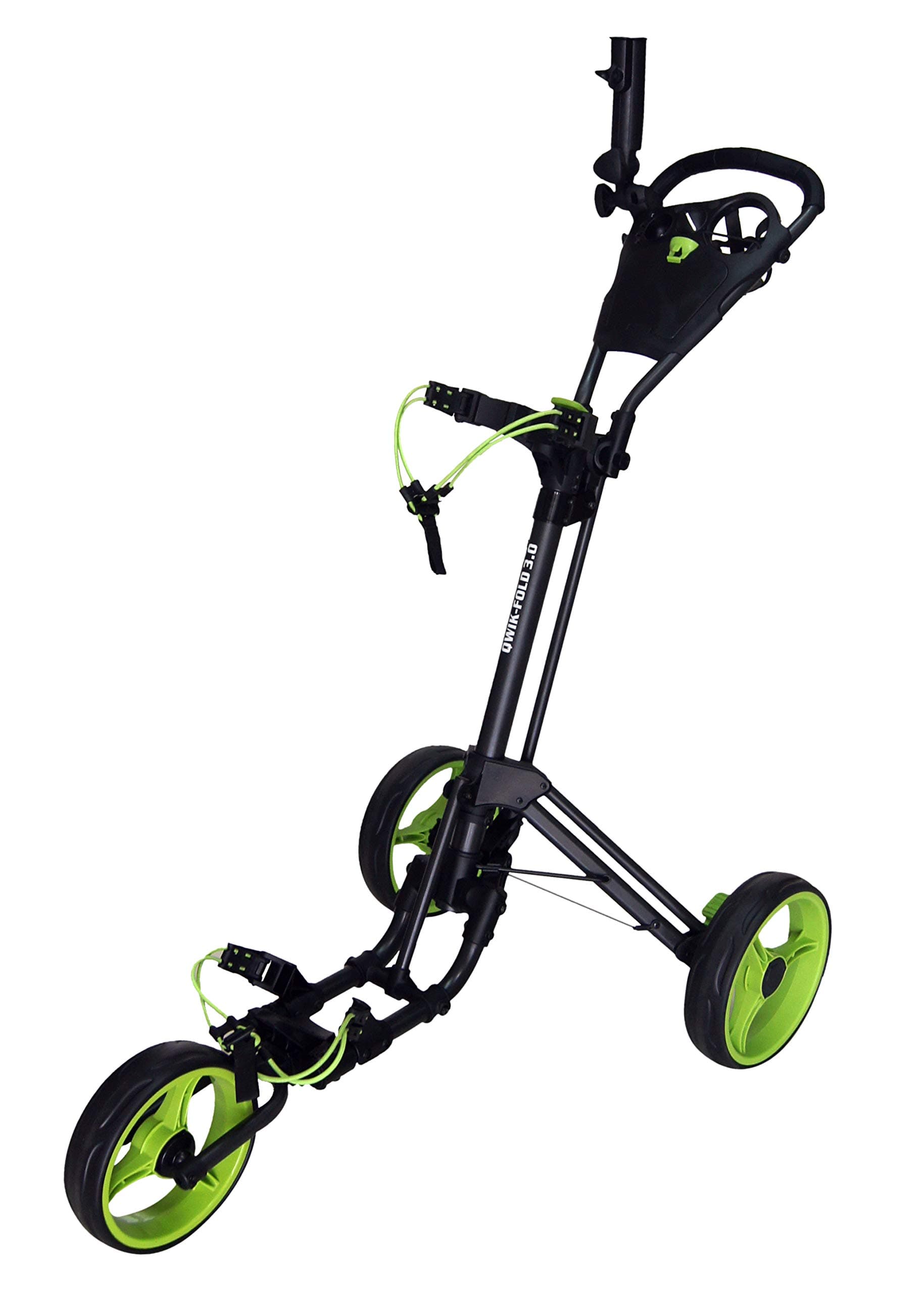 Qwik-Fold 3 Wheel Push Pull Golf CART - Foot Brake - ONE Second to Open & Close!